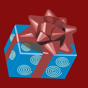 蓝色礼品盒配大蝴蝶结