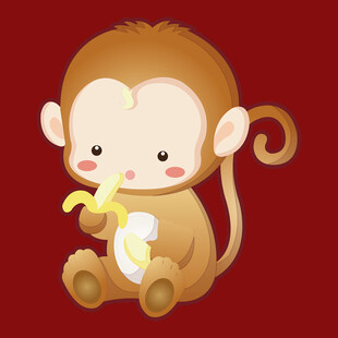 可爱小猴吃香蕉
