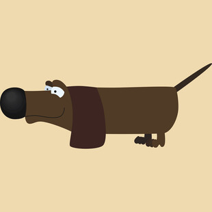 卡通腊肠犬戴围巾卖萌