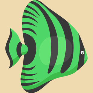 绿色条纹热带鱼插画