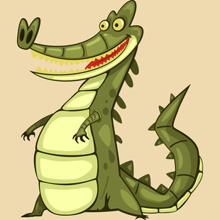 卡通鳄鱼咧嘴笑