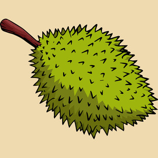 卡通形象的带刺榴莲果实