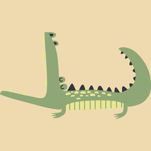 卡通风格绿色鳄鱼插画