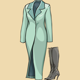 浅绿色西装套装与靴子搭配
