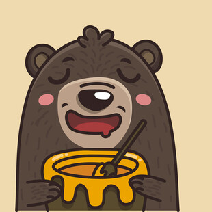 可爱小熊享用蜂蜜
