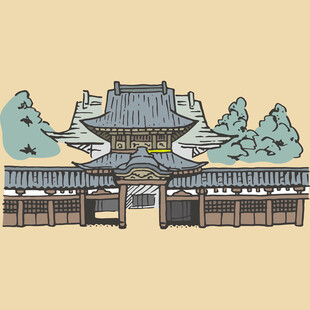 中式古建筑庭院景观图