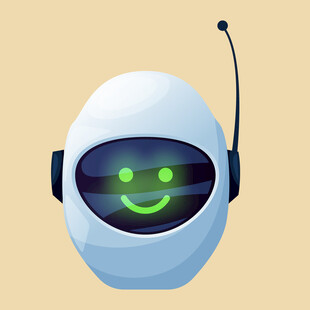 微笑的可爱机器人头部