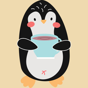 抱杯企鹅的可爱瞬间