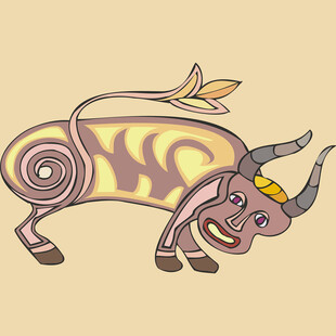 卡通风格的花纹装饰牛