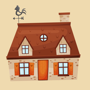 卡通风格的温馨小屋