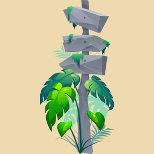 热带风指示牌插画