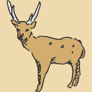 手绘站立小鹿形象