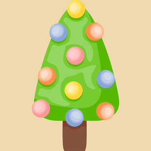 彩色装饰圣诞树插画