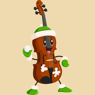 圣诞风拟人小提琴