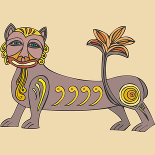 装饰风格的神秘猫咪图案