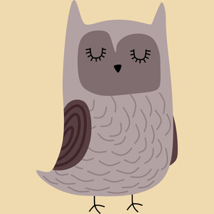可爱闭眼猫头鹰插画