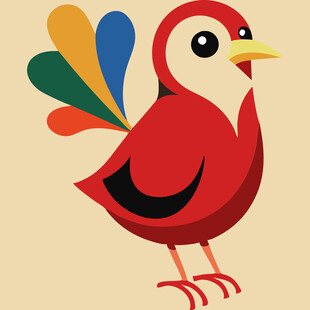 彩色红鸟插画