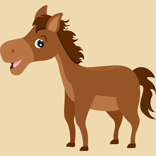 可爱棕色小马卡通形象