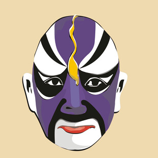 紫色京剧脸谱图案展示