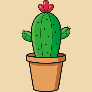 卡通盆栽仙人掌