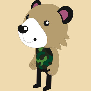 穿迷彩服的卡通小熊