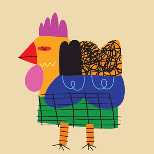 彩色手绘卡通鸡形象