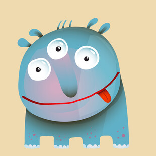 可爱蓝色卡通小怪兽