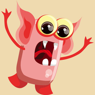 跳跃的粉色卡通小怪兽