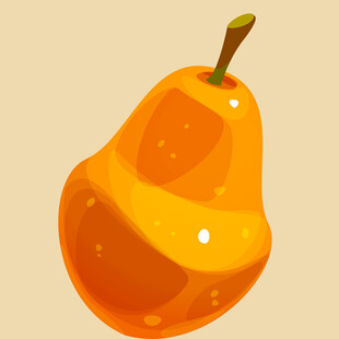 卡通风格的橙色梨子
