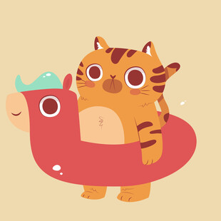 猫咪乘骑恐龙造型游泳圈