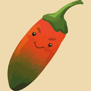 微笑的卡通辣椒