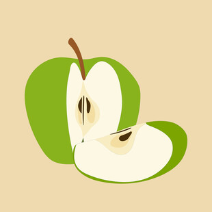 青苹果切片插画