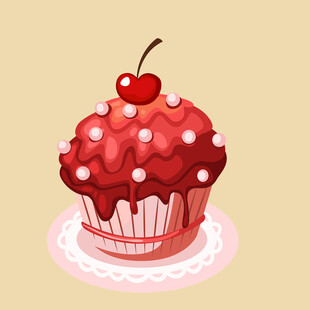 美味樱桃纸杯蛋糕