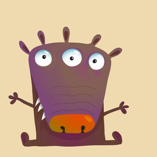 可爱紫色小怪兽插画