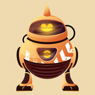 可爱橙色机器人形象