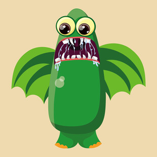 绿色大眼怪兽卡通形象