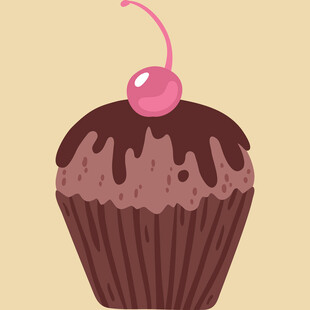 巧克力纸杯蛋糕配樱桃