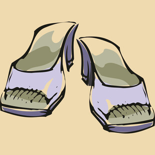 手绘紫色高跟凉拖鞋