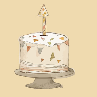 手绘生日蛋糕插画