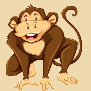可爱蹲坐猴子插画