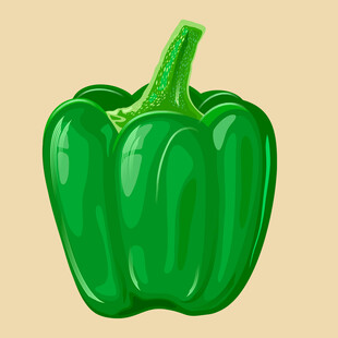 鲜绿青椒插画图
