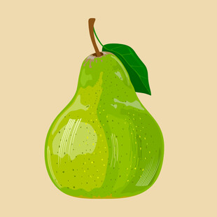 青绿色鲜梨插画