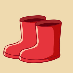 红色雨靴插画