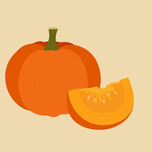 完整与切片的橙色南瓜
