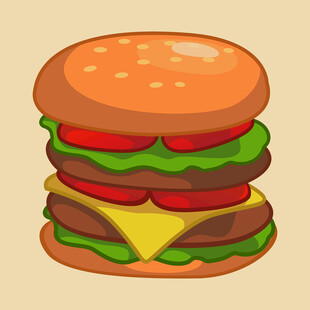 双层美味汉堡插画