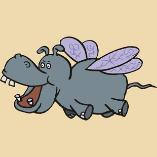 长翅膀的河马卡通形象