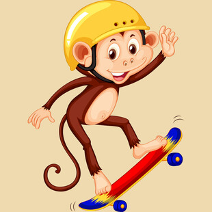 猴子玩滑板的欢乐瞬间