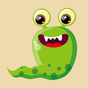 可爱绿色大眼睛卡通怪物