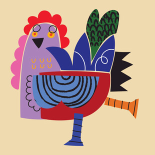 卡通公鸡形象插画设计