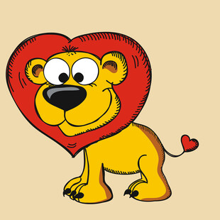 爱心鬃毛的可爱小狮子